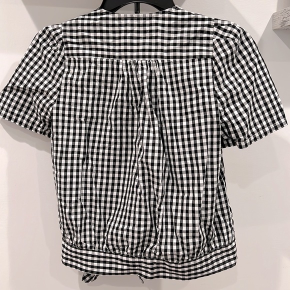 🖤Like New Cute Madewell Surplice Side Tie Black/White Gingham Top in Small - Picture 2 of 6